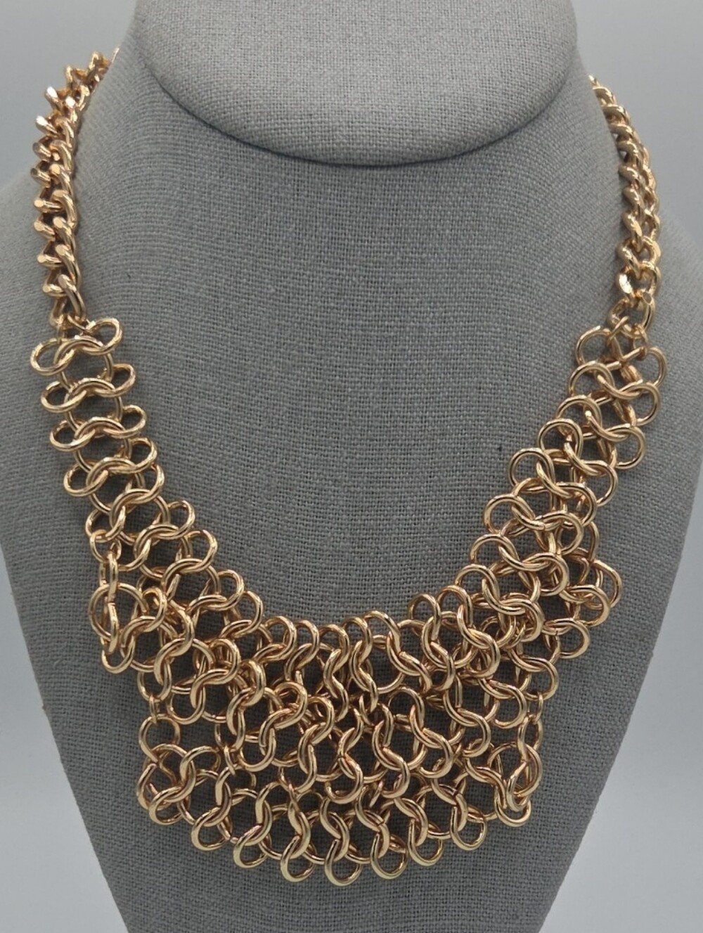 5 for $25! Gold Tone Statement Chainmail Style Bib Necklace